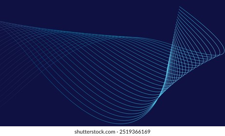 Abstract glowing wave lines on dark blue background. Modern flowing wavy lines.