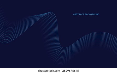 Líneas de onda brillantes Abstractas sobre fondo azul oscuro. Líneas de onda dinámicas modernas