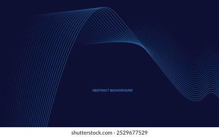 Abstrakte leuchtende Wellenlinien auf dunkelblauem Hintergrund. Moderne dynamische Wellenlinien