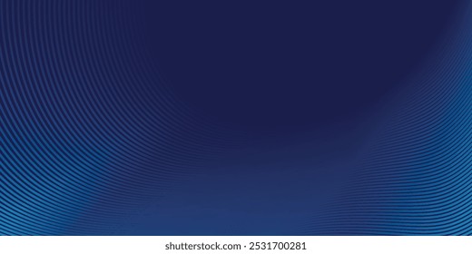 Líneas de onda brillantes Abstractas sobre fondo azul oscuro. Patrón de onda dinámica. Líneas onduladas que fluyen modernas. Concepto de tecnología futurista.