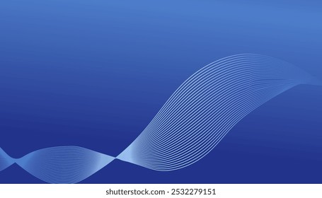 Abstrato linhas de onda brilhante no fundo azul escuro Padrão de onda dinâmico Linhas onduladas de fluxo moderno Conceito de tecnologia futurista Terno para banner poster capa folheto site