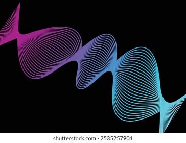 Abstract glowing wave lines on dark background. Dynamic wave pattern. Modern flowing wavy lines in illustrator