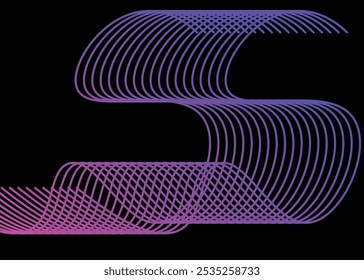 Abstract glowing wave lines on dark background. Dynamic wave pattern. Modern flowing wavy lines in illustrator
