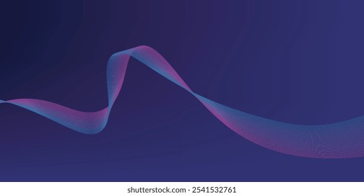 Abstract glowing wave lines on dark blue background. Dynamic wave pattern. Modern flowing wavy lines. Futuristic technology concept. Suit for banner, poster, cover, brochure, flyer, website