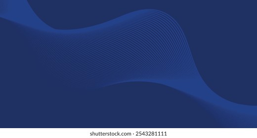 Abstract glowing wave lines on dark blue background. Dynamic wave pattern. Modern flowing wavy lines. Futuristic technology concept. 