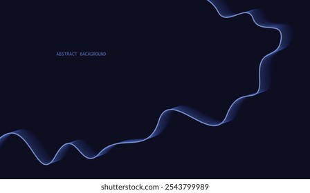 Abstract glowing wave lines on dark blue background. Modern flowing wavy lines