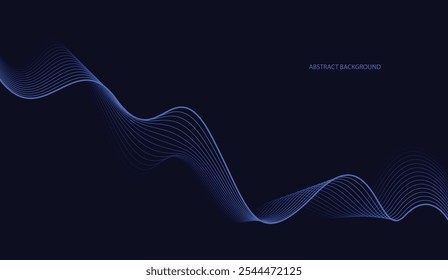 Abstract glowing wave lines on dark blue background Modern flowing wavy lines