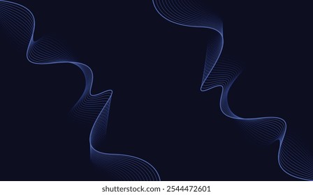 Abstract glowing wave lines on dark blue background Modern flowing wavy lines