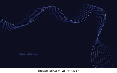 Abstract glowing wave lines on dark blue background Modern flowing wavy lines