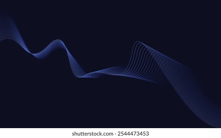 Abstract glowing wave lines on dark blue background Modern flowing wavy lines