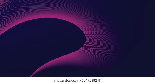 Abstract glowing wave lines on dark blue background. Dynamic wave pattern. Modern flowing wavy lines. Futuristic technology concept. Suit for banner, poster,