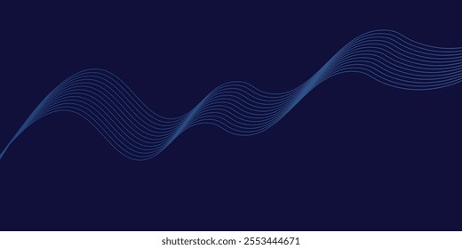 Abstract glowing wave lines on dark blue background. Dynamic wave pattern. Modern flowing wavy lines.