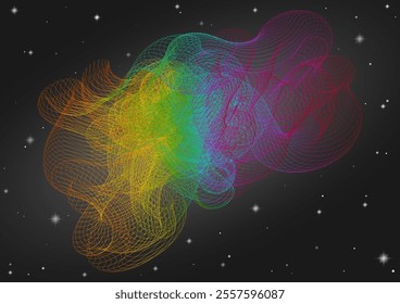Abstract glowing wave lines on black background, space background, illustration, vector