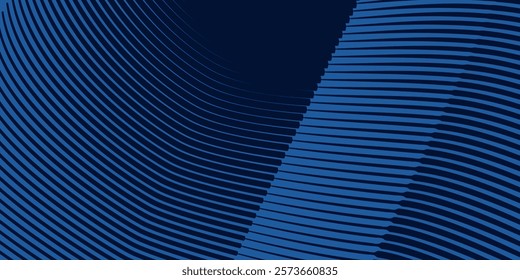 Abstract glowing wave lines on dark blue background. Dynamic wave pattern. Modern flowing wavy lines. Futuristic technology concept. Suit for banner, poster, cover, brochure, flyer, website
