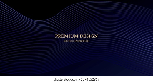 Abstract glowing wave lines on dark blue background. Dynamic wave pattern. Modern flowing wavy lines. Futuristic technology concept. Suit for banner, poster, cover, brochure, flyer, website. eps 10