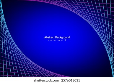 Abstract glowing wave lines on dark blue background. Dynamic wave pattern. Modern flowing wavy lines. Futuristic technology concept. Suit for banner, poster, cover, brochure, flyer, website