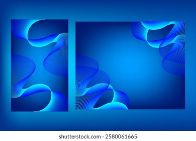 Abstract glowing wave lines on dark blue background. Dynamic wave pattern. Modern flowing wavy lines for mobile wallpaper design
