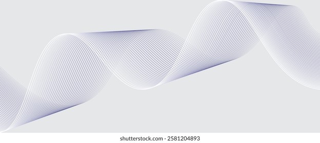 Abstract glowing wave lines on dark blue background. Dynamic wave pattern. Modern flowing wavy lines. Futuristic technology concept. Suit for banner, poster, cover, brochure, flyer, website