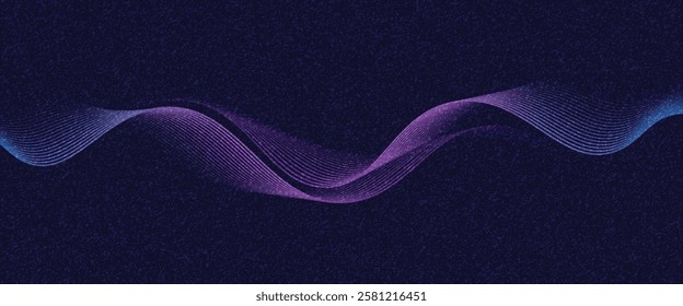 Abstract glowing wave lines on dark blue background. Dynamic wave pattern. Modern flowing wavy lines. Futuristic technology concept. Suit for banner, poster, cover, brochure, flyer, website