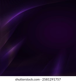 Abstract glowing wave lines on dark purple background. Dynamic wave pattern