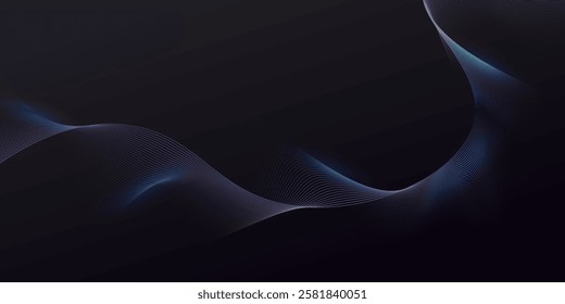 Abstract glowing wave lines on dark background. Dynamic wave pattern. Modern wavy lines and Futuristic technology concept