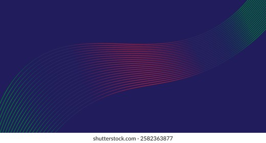 Abstract glowing wave lines on blue background. Dynamic wave pattern. Modern flowing wavy lines. Futuristic technology concept. 