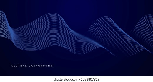 Abstract glowing wave lines on dark blue background. Dynamic wave pattern. Modern flowing wavy lines.