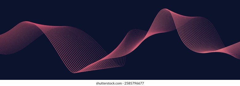 Abstract glowing wave lines on dark blue background. Dynamic wave pattern. Modern flowing wavy lines. Futuristic technology concept. Suit for banner, poster, cover, brochure, flyer, website