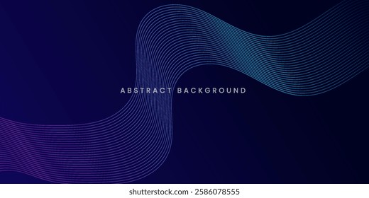 Abstract glowing wave lines on dark blue background. Dynamic wave pattern. Modern flowing wavy lines. Futuristic technology concept.
