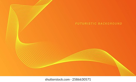 Abstract glowing wave lines on orange background. Dynamic wave pattern. Modern flowing wavy lines. Futuristic technology concept. Suit for banner, poster, cover, brochure, flyer, website