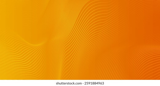 Abstract glowing wave lines on orange background. Dynamic wave pattern. Modern flowing wavy lines. Futuristic technology concept. Suit for banner, poster, cover, brochure, flyer, website
