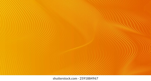 Abstract glowing wave lines on orange background. Dynamic wave pattern. Modern flowing wavy lines. Futuristic technology concept. Suit for banner, poster, cover, brochure, flyer, website