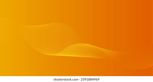 Abstract glowing wave lines on orange background. Dynamic wave pattern. Modern flowing wavy lines. Futuristic technology concept. Suit for banner, poster, cover, brochure, flyer, website
