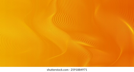 Abstract glowing wave lines on orange background. Dynamic wave pattern. Modern flowing wavy lines. Futuristic technology concept. Suit for banner, poster, cover, brochure, flyer, website