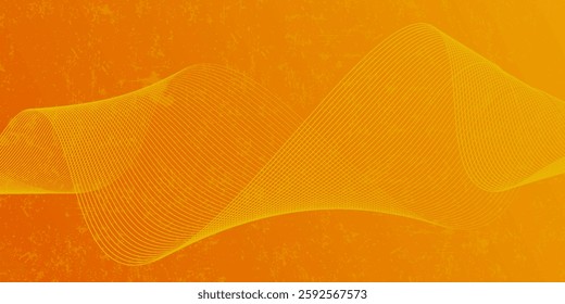 Abstract glowing wave lines on orange background. Dynamic wave pattern. Modern flowing wavy lines. Futuristic technology concept. Suit for banner, poster, cover, brochure, flyer, website