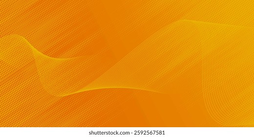 Abstract glowing wave lines on orange background. Dynamic wave pattern. Modern flowing wavy lines. Futuristic technology concept. Suit for banner, poster, cover, brochure, flyer, website