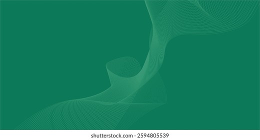 Abstract glowing wave lines on green background. Dynamic wave pattern. Modern flowing wavy lines. Futuristic technology concept. Suit for banner, poster, cover, brochure, flyer, website