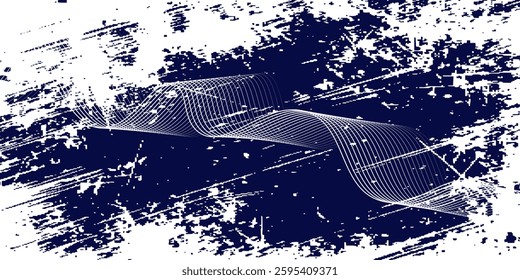 Abstract glowing wave lines on dark blue background. Dynamic wave pattern. Modern flowing wavy lines. Futuristic technology concept.	
