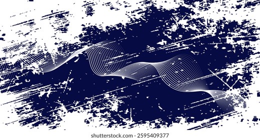 Abstract glowing wave lines on dark blue background. Dynamic wave pattern. Modern flowing wavy lines. Futuristic technology concept.	
