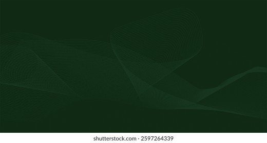 Abstract glowing wave lines on dark green background. Dynamic wave pattern. Modern flowing wavy lines. Futuristic technology concept. Suit for banner, poster, cover, brochure, flyer, website