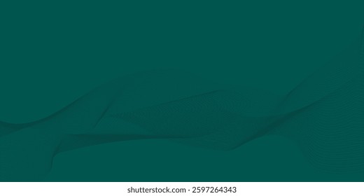 Abstract glowing wave lines on green background. Dynamic wave pattern. Modern flowing wavy lines. Futuristic technology concept. Suit for banner, poster, cover, brochure, flyer, website