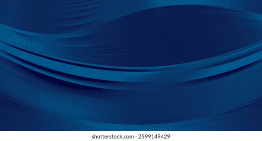 Abstract glowing wave lines on dark blue background. Dynamic wave pattern. Modern flowing wavy lines. Futuristic technology concept, Suit for banner.