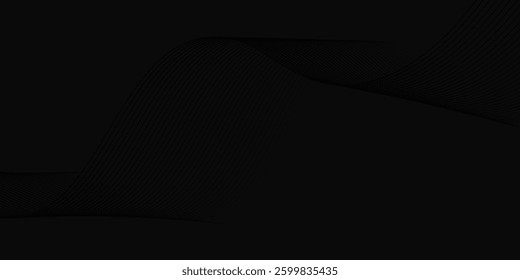 Abstract glowing wave lines on dark blue background. Dynamic wave pattern. Modern flowing wavy lines. Futuristic technology concept. Suit for banner, poster, cover, brochure, flyer, website