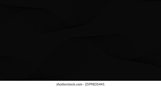 Abstract glowing wave lines on dark blue background. Dynamic wave pattern. Modern flowing wavy lines. Futuristic technology concept. Suit for banner, poster, cover, brochure, flyer, website