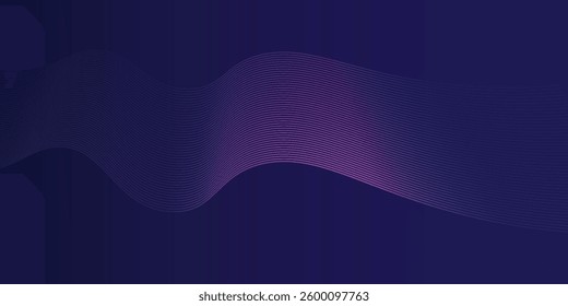 Abstract glowing wave lines on dark blue background. Dynamic wave pattern.