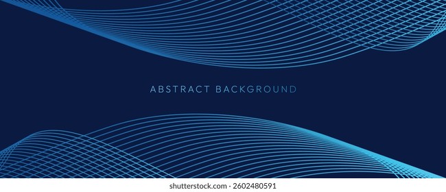 Abstract glowing wave lines on dark blue background. Futuristic technology concept. Vector illustration