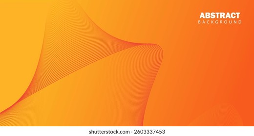 Abstract glowing wave lines on orange background. Dynamic wave pattern. Modern flowing wavy lines. Futuristic technology concept. Suit for banner, poster, cover, brochure, flyer, website