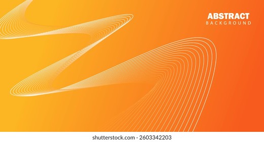 Abstract glowing wave lines on orange background. Dynamic wave pattern. Modern flowing wavy lines. Futuristic technology concept. Suit for banner, poster, cover, brochure, flyer, website. EPS1
