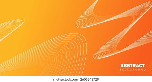 Abstract glowing wave lines on orange background. Dynamic wave pattern. Modern flowing wavy lines. Futuristic technology concept. Suit for banner, poster, cover, brochure, flyer, website. EPS2