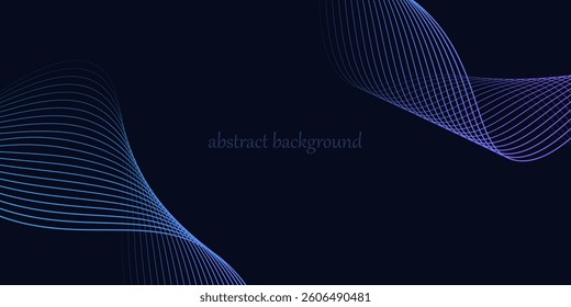 Abstract glowing wave lines on dark blue background. Dynamic wave pattern. Modern flowing wavy lines. Futuristic technology concept. Suit for banner, poster, cover, brochure, flyer, website